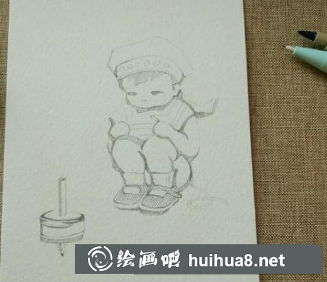 儿童画小男孩