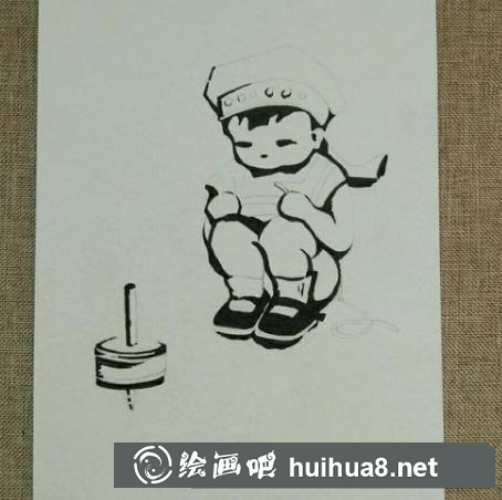 儿童画小男孩