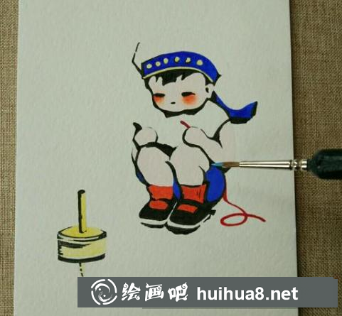儿童画小男孩