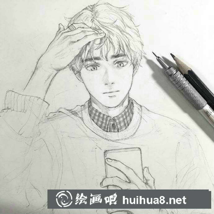 帅气小哥哥漫画线稿3