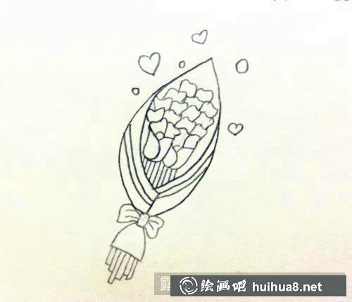 玫瑰花束简笔画 玫瑰花束简笔画