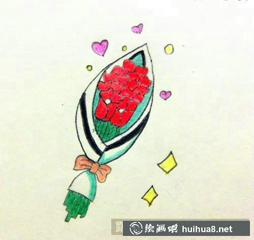 玫瑰花束简笔画 玫瑰花束简笔画