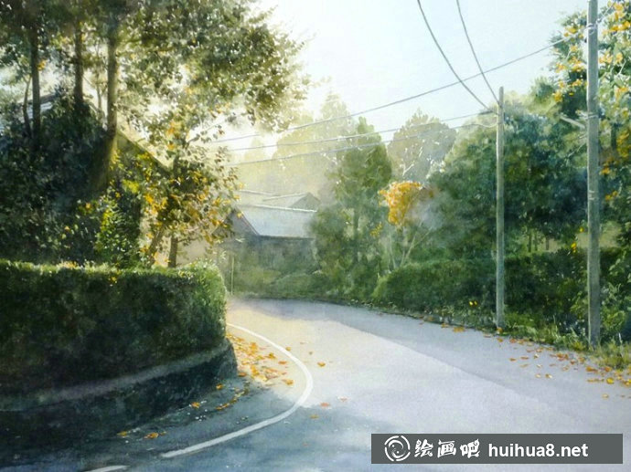 日本阿部智幸风景水彩画作品