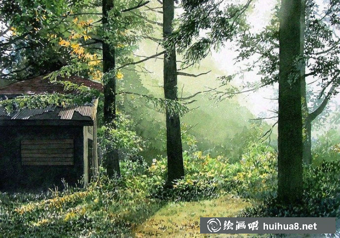 日本阿部智幸风景水彩画作品