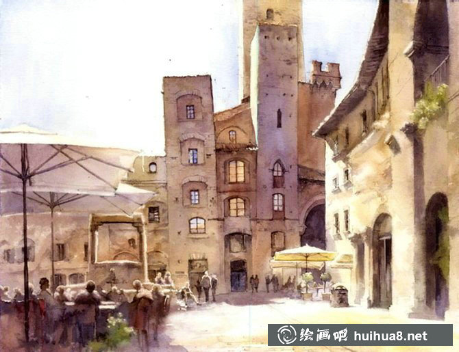 波兰Michal Orlowski水彩风景画作品