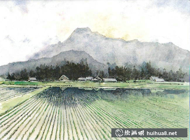 日本画家坂田融水彩画作品