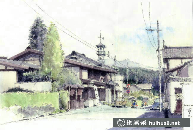 日本画家坂田融水彩画作品