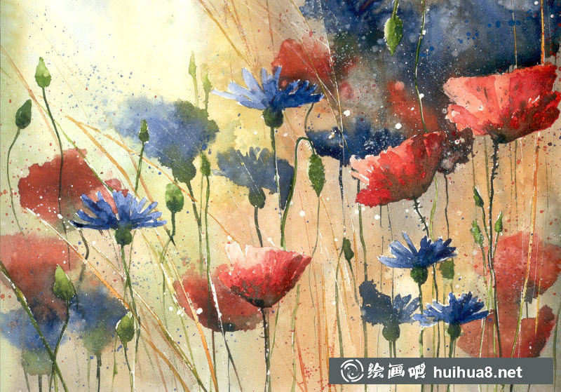 Malgorzata Szczecinska的自然风景花卉水彩画