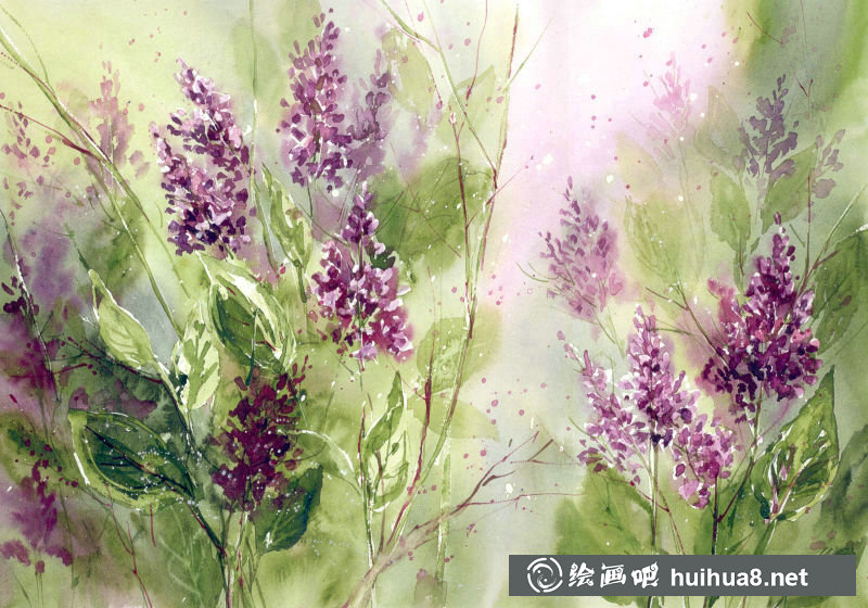Malgorzata Szczecinska的自然风景花卉水彩画