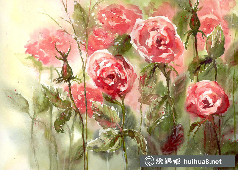 Malgorzata Szczecinska的自然风景花卉水彩画