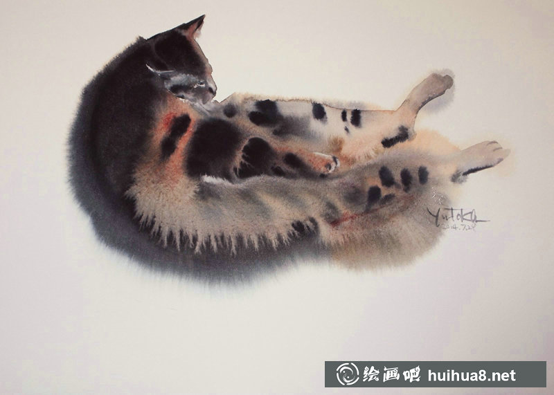 村上豊的水彩画猫作品
