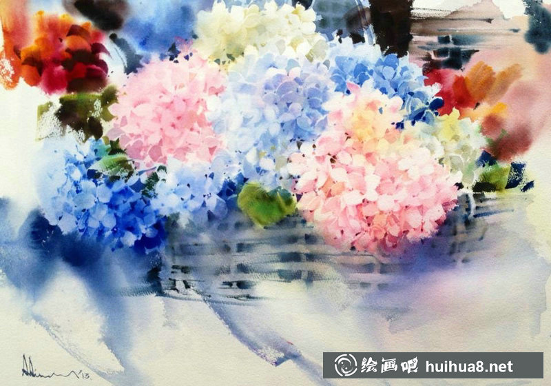 泰国Adisorn Pornsirikarn水彩花卉作品 泰国Adisorn Pornsirikarn水彩花卉作品