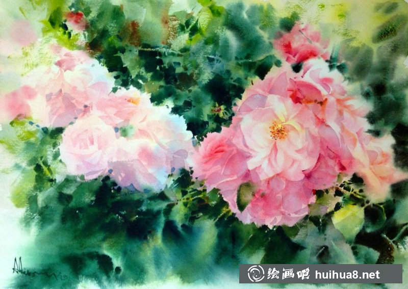 泰国Adisorn Pornsirikarn水彩花卉作品 泰国Adisorn Pornsirikarn水彩花卉作品