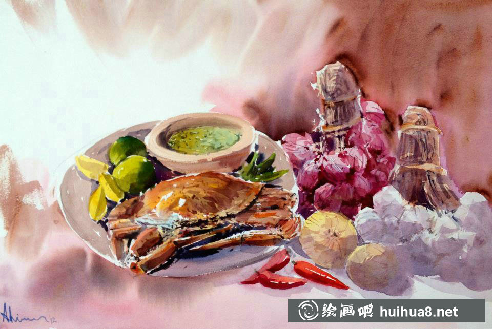 泰国Adisorn Pornsirikarn花卉水彩画二