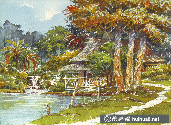 菲律宾Edbon Sevilleno伊德伯恩·塞文尼洛风景水彩画