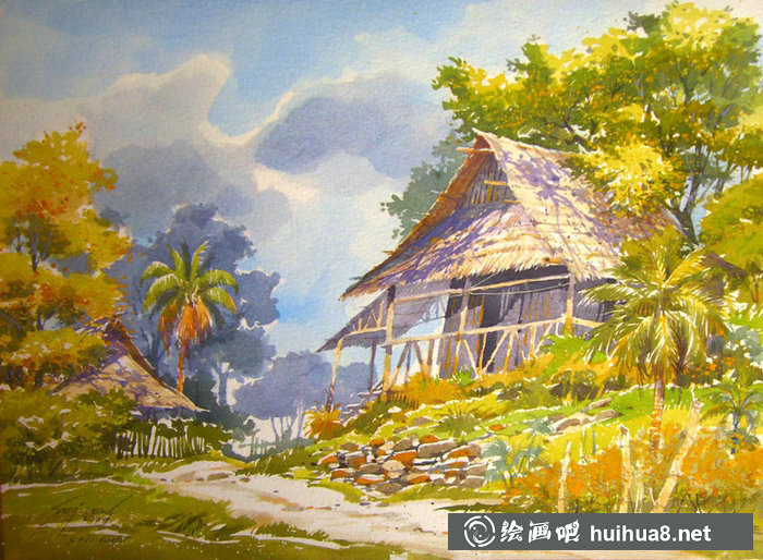 菲律宾Edbon Sevilleno伊德伯恩·塞文尼洛风景水彩画