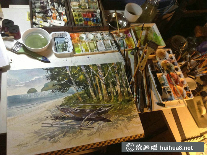 菲律宾Edbon Sevilleno伊德伯恩·塞文尼洛风景水彩画