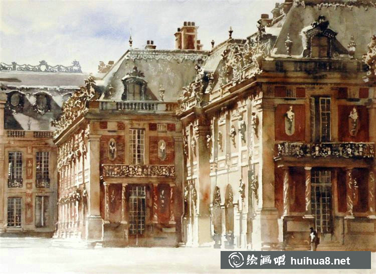 Paul Dmoch波兰水彩画家街景建筑风景画