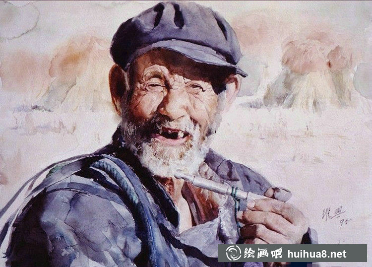 关维兴的男士肖像人物水彩画-9