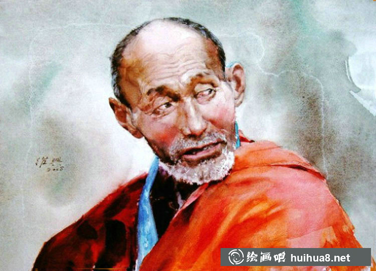 关维兴的男士肖像人物水彩画-30
