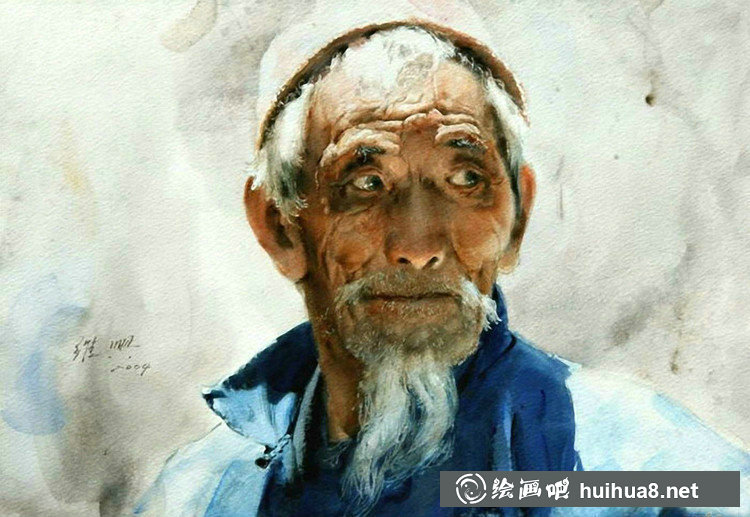 关维兴的男士肖像人物水彩画-32