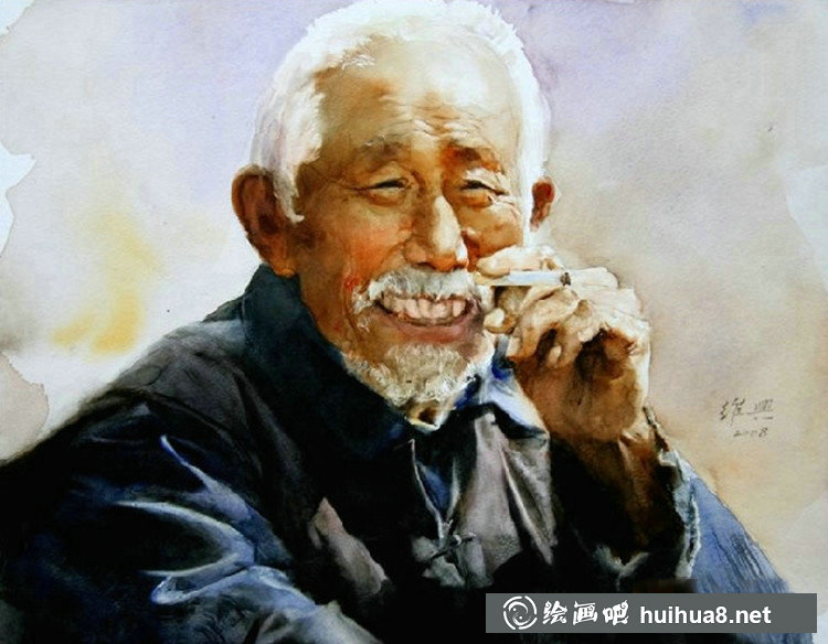 关维兴的男士肖像人物水彩画-37