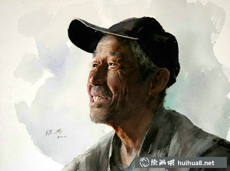 关维兴的男士肖像人物水彩画-45