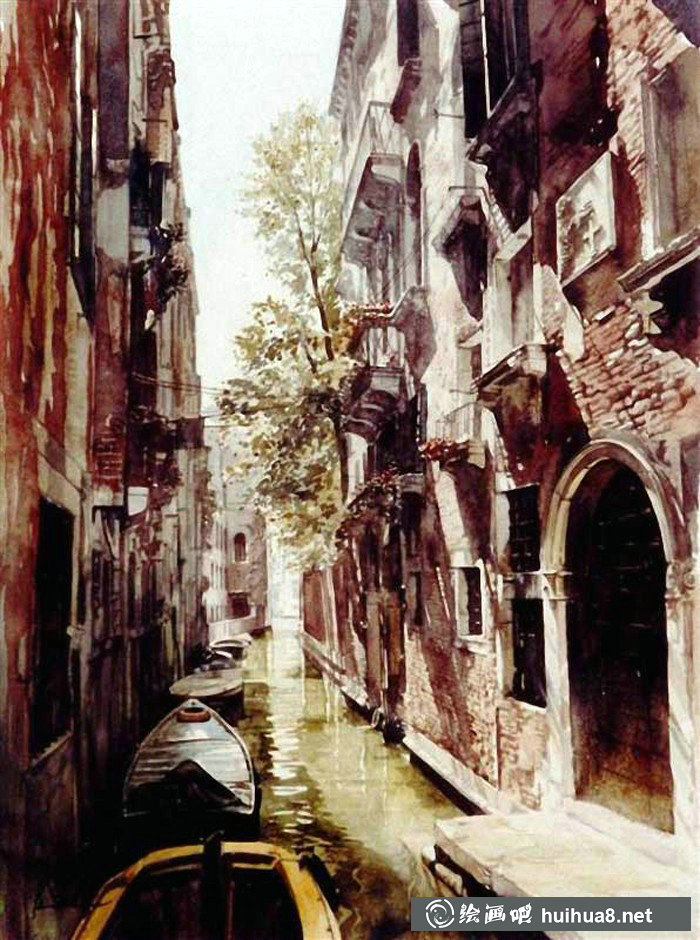 波兰PaulDmoch水上威尼斯建筑风景水彩画 波兰PaulDmoch水上威尼斯建筑风景水彩画