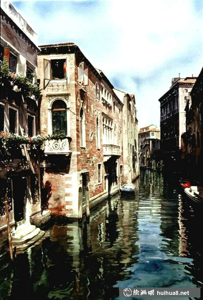 波兰PaulDmoch水上威尼斯建筑风景水彩画 波兰PaulDmoch水上威尼斯建筑风景水彩画