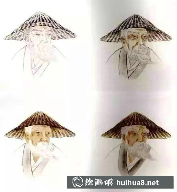老人面部设色法