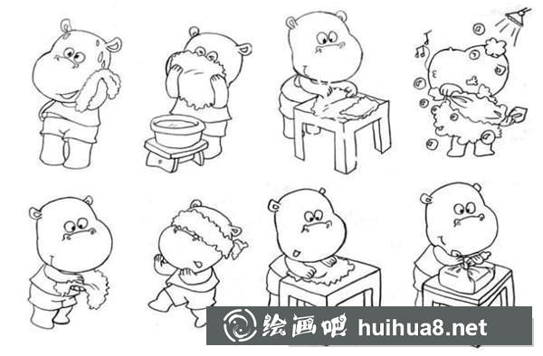 河马简笔画步骤6