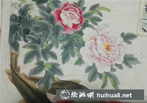 8 藤黄+花青平涂叶子