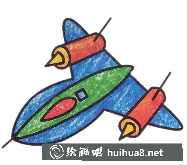 轰炸机简笔画彩色图片的画法