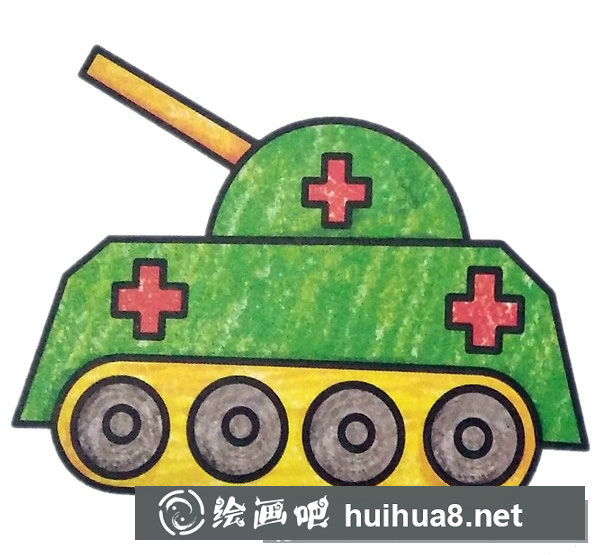 简单的坦克简笔画彩色图片