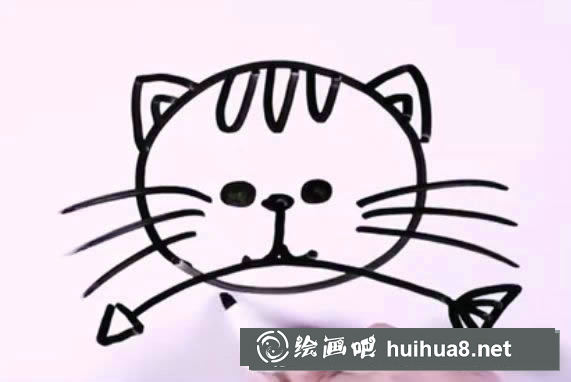 叼鱼骨头的小猫简笔画