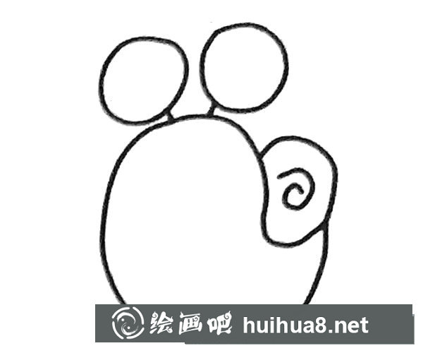 卡通蜗牛简笔画步骤3