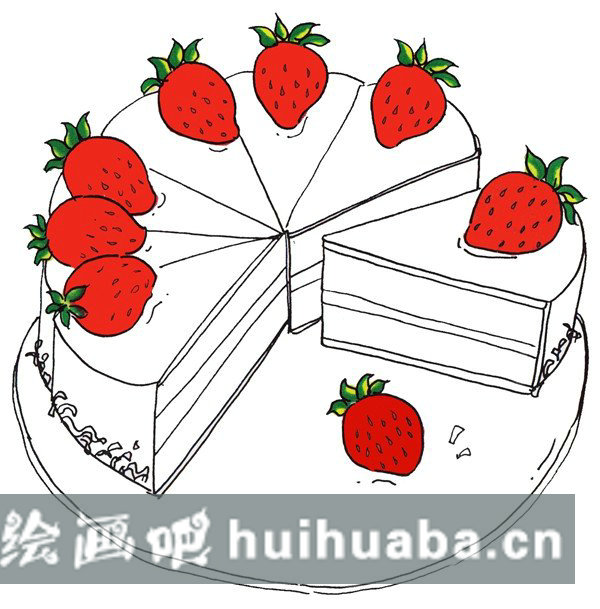 草莓蛋糕儿童画图片