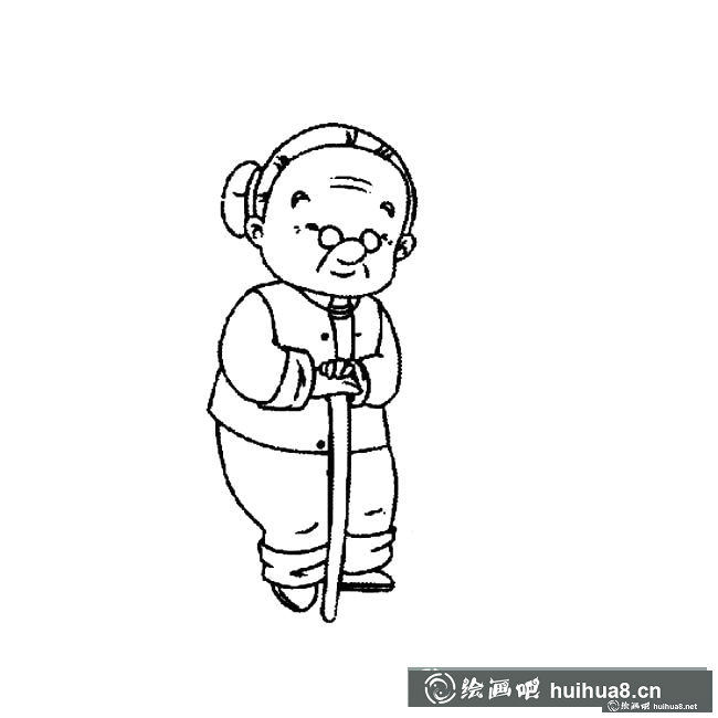 老奶奶人物简笔画步骤图片大全二