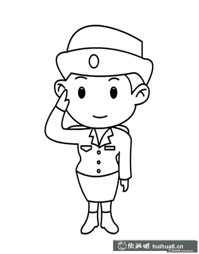 女警官人物简笔画步骤图片大全