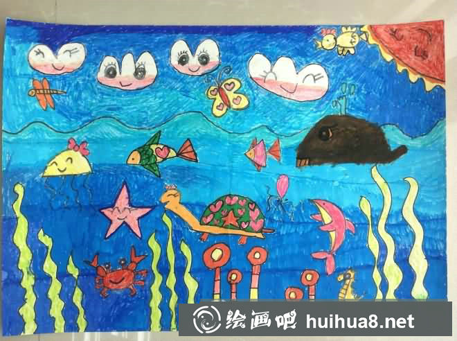 海底世界儿童画获奖作品欣赏/水彩画图片