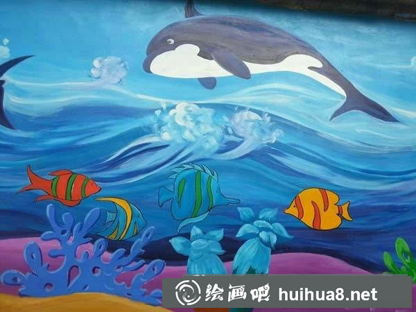 海底世界儿童画教师范画/水粉画图片