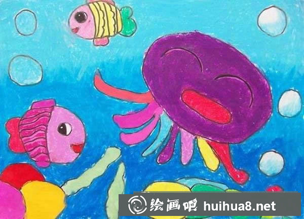 海底世界儿童画 可爱的八爪章鱼