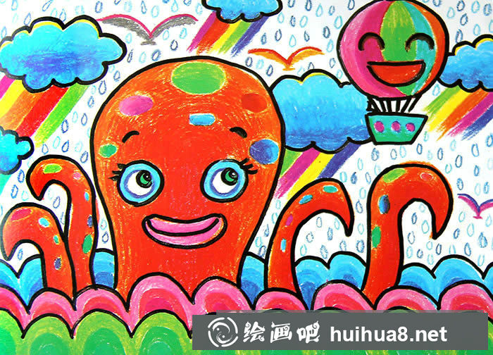 海底世界小章鱼儿童画作品欣赏