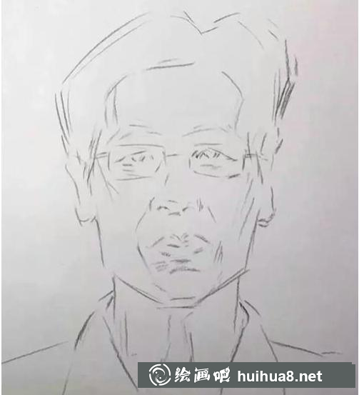 中年男子素描步骤1