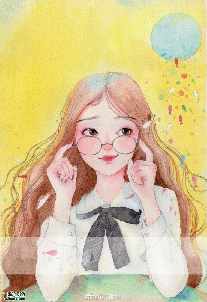 彩铅小清新女孩
