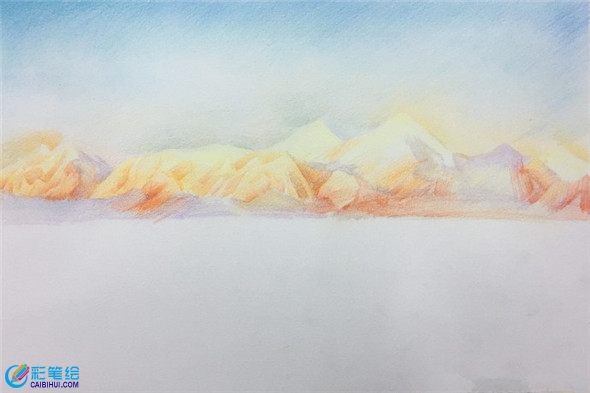 彩铅画风景：彩铅画云海风景步骤教学
