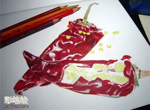 彩铅画辣椒教程