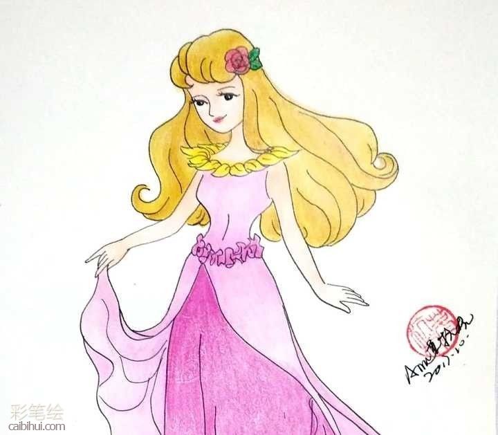 公主彩铅画教程