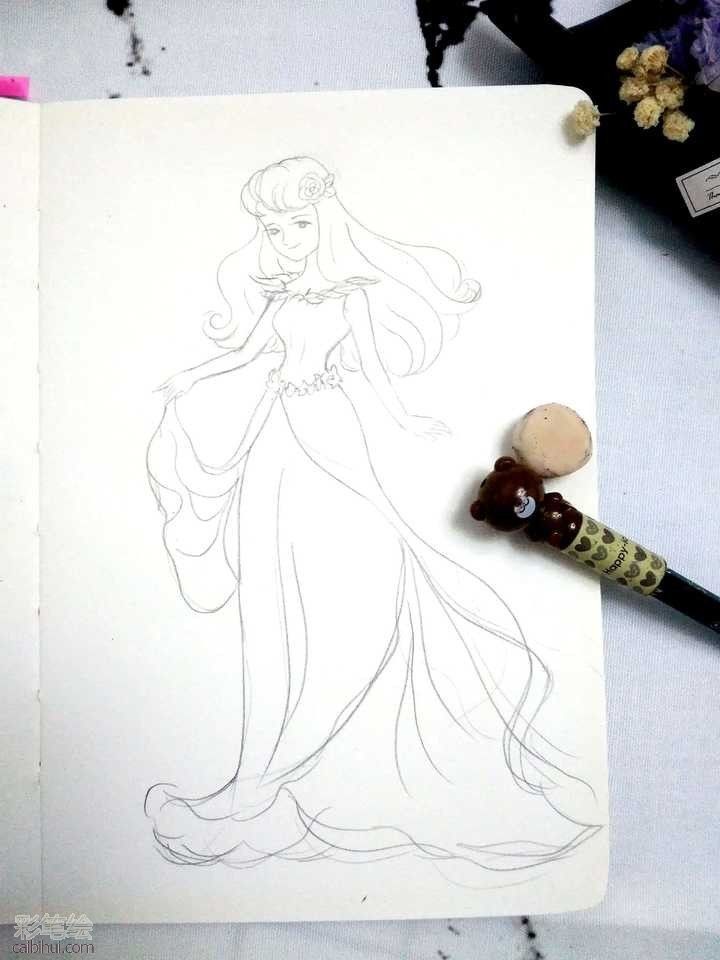 公主彩铅画教程