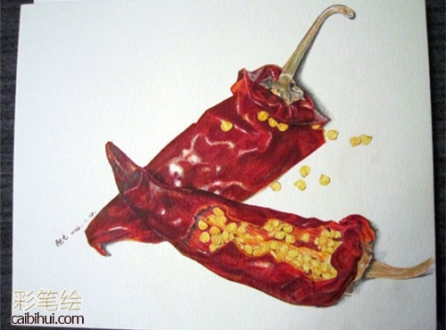 彩铅画辣椒教程
